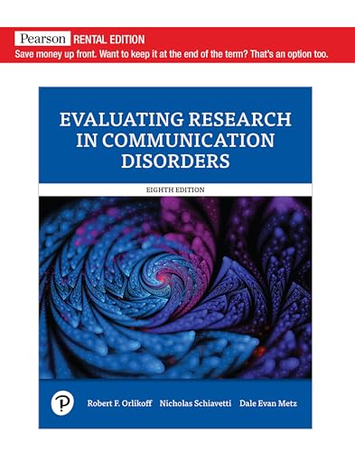 Evaluating Research in Communication Disorders 8th Edition cover for ISBN 9780135228524